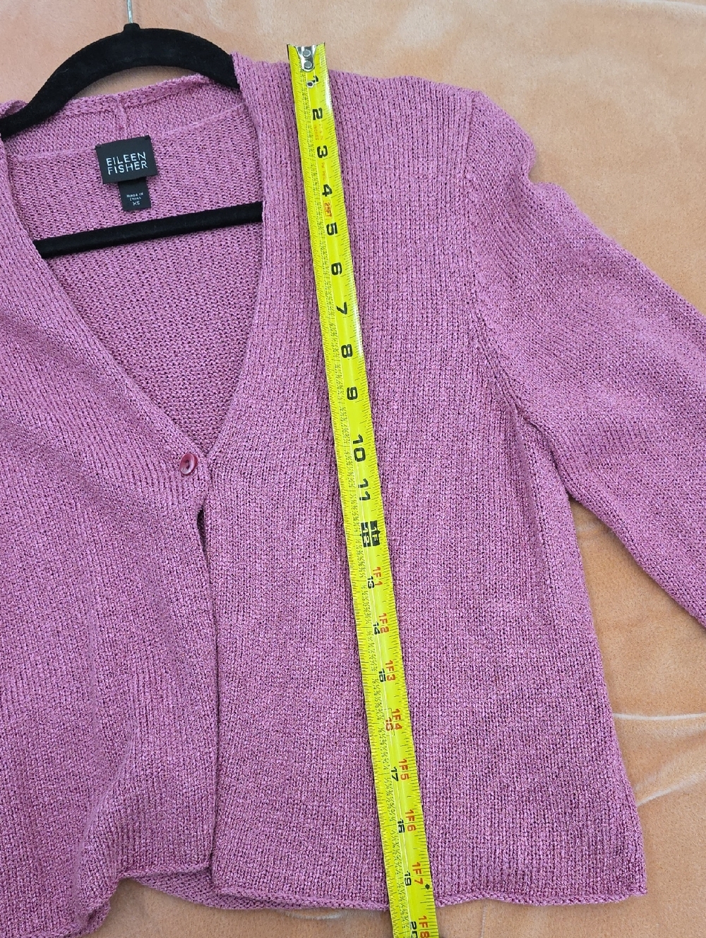 Eileen Fisher Silk Blend Pink V-Neck Knit Cardigan Sweater - Picture 6 of 7